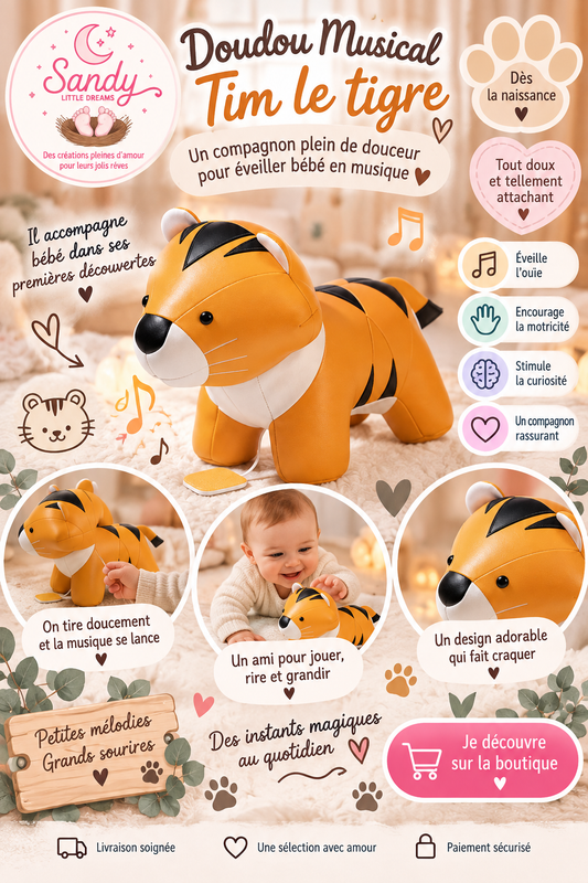 🐯 Doudou musical Tim le tigre