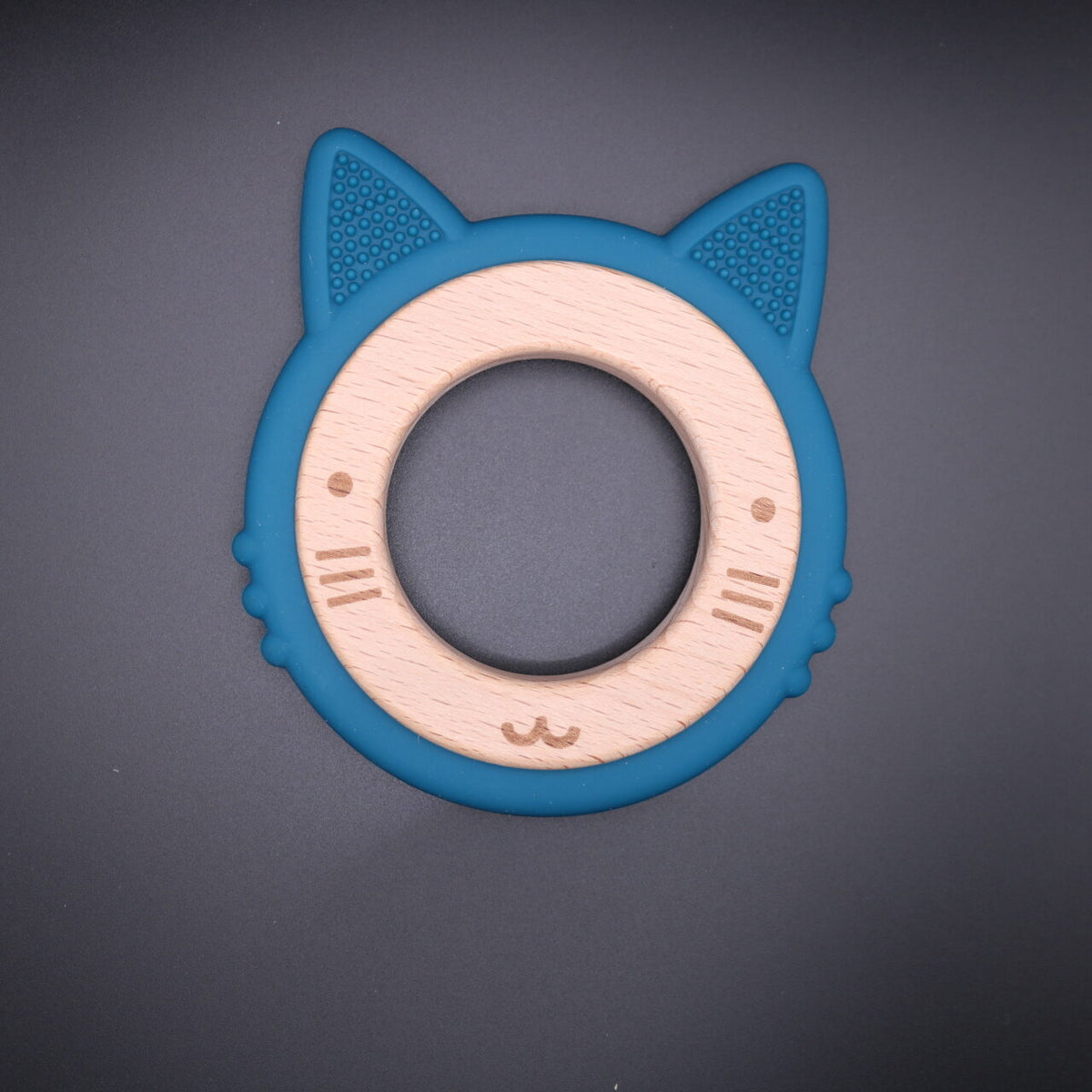 Anneau dentition silicone et bois CHAT