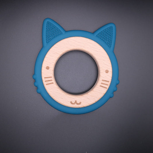 Anneau dentition silicone et bois CHAT