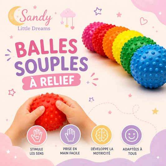 🌈lot 6 Balles souples à relief