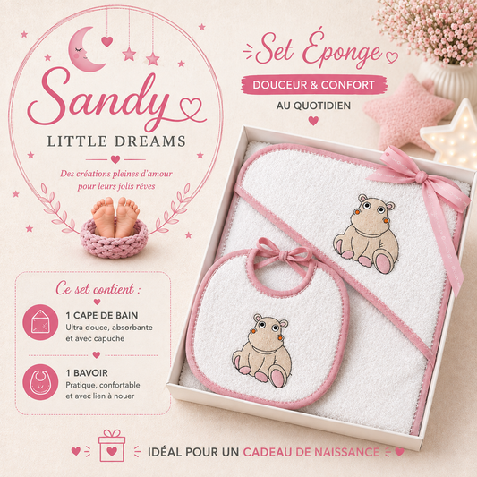Set eponge hippo Rose