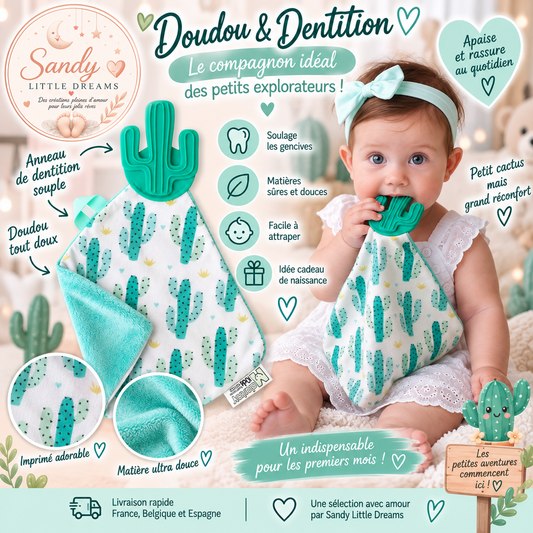 🌵 Doudou & Anneau de Dentition Cactus