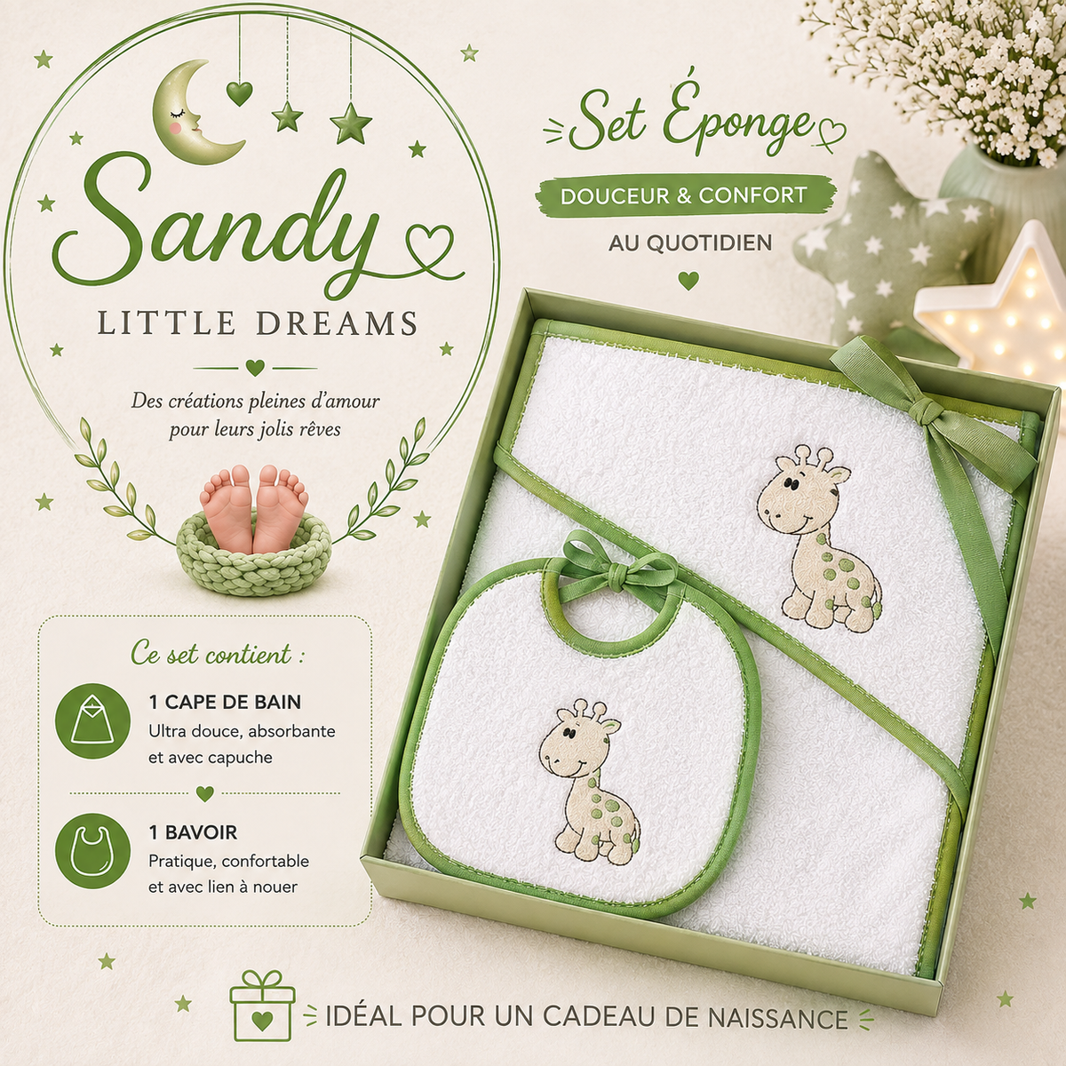 Set eponge girafon Vert