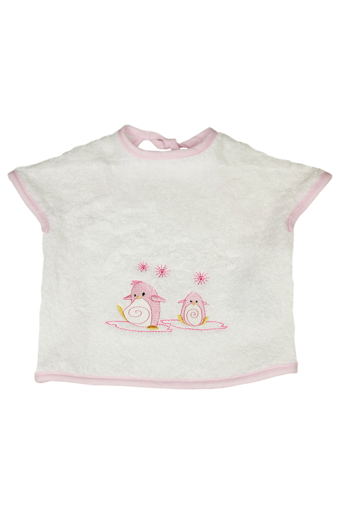 Grand bavoir Pingouin Rose
