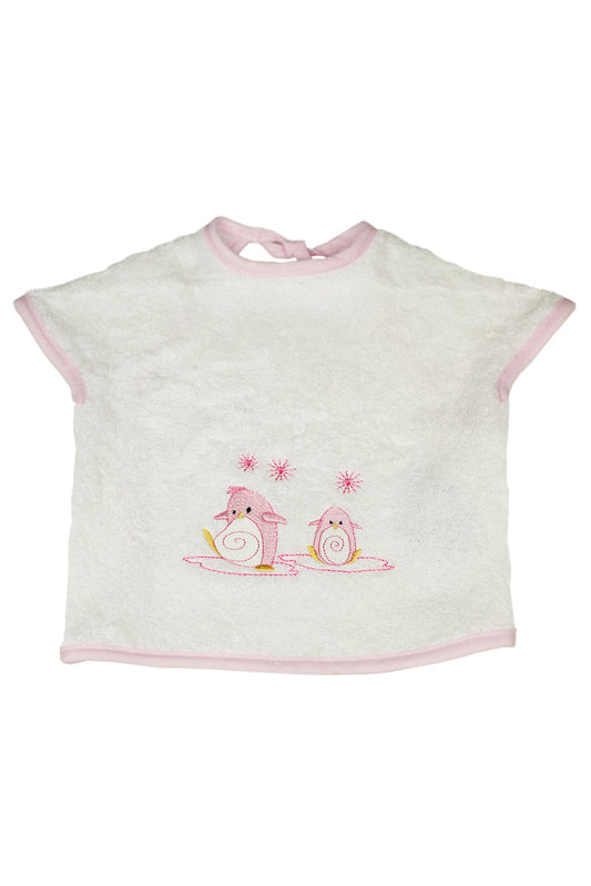Grand bavoir Pingouin Rose