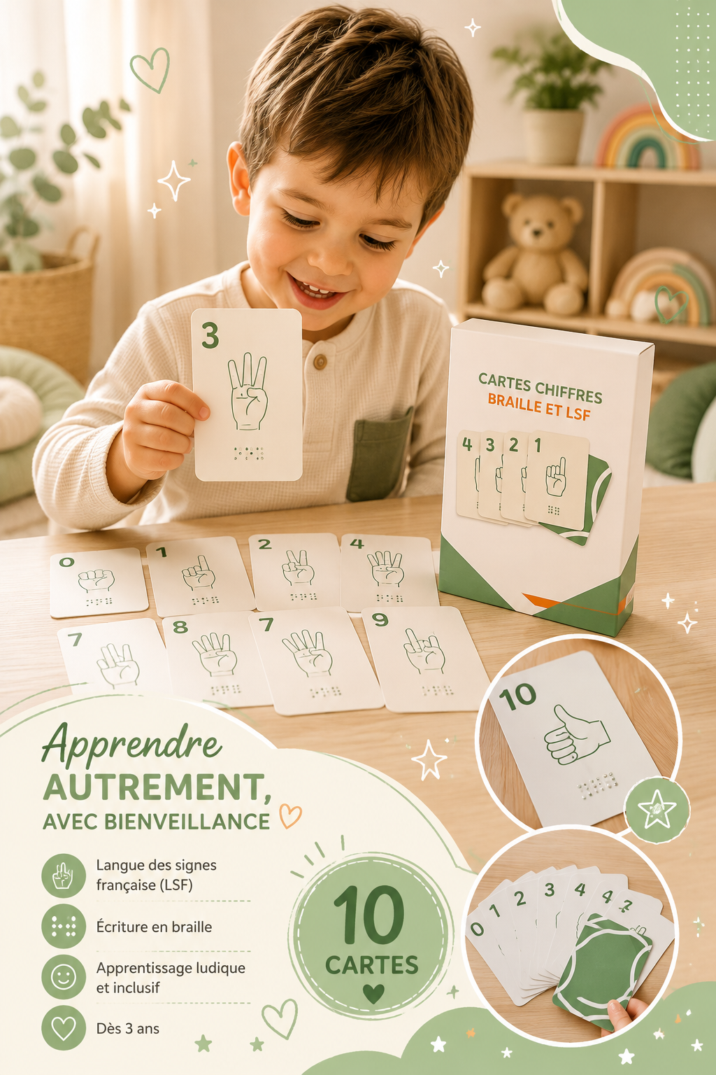 🌈 Cartes Chiffres – Braille & LSF
