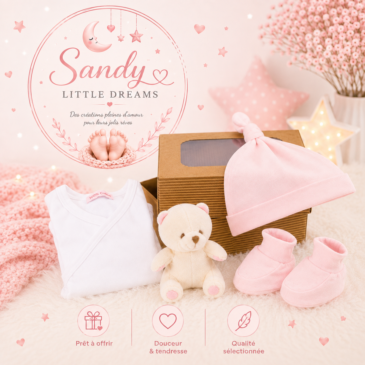 Coffret doudou BIO rose
