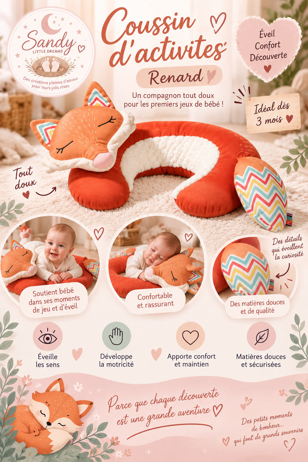 🦊 Coussin d’activités Renard