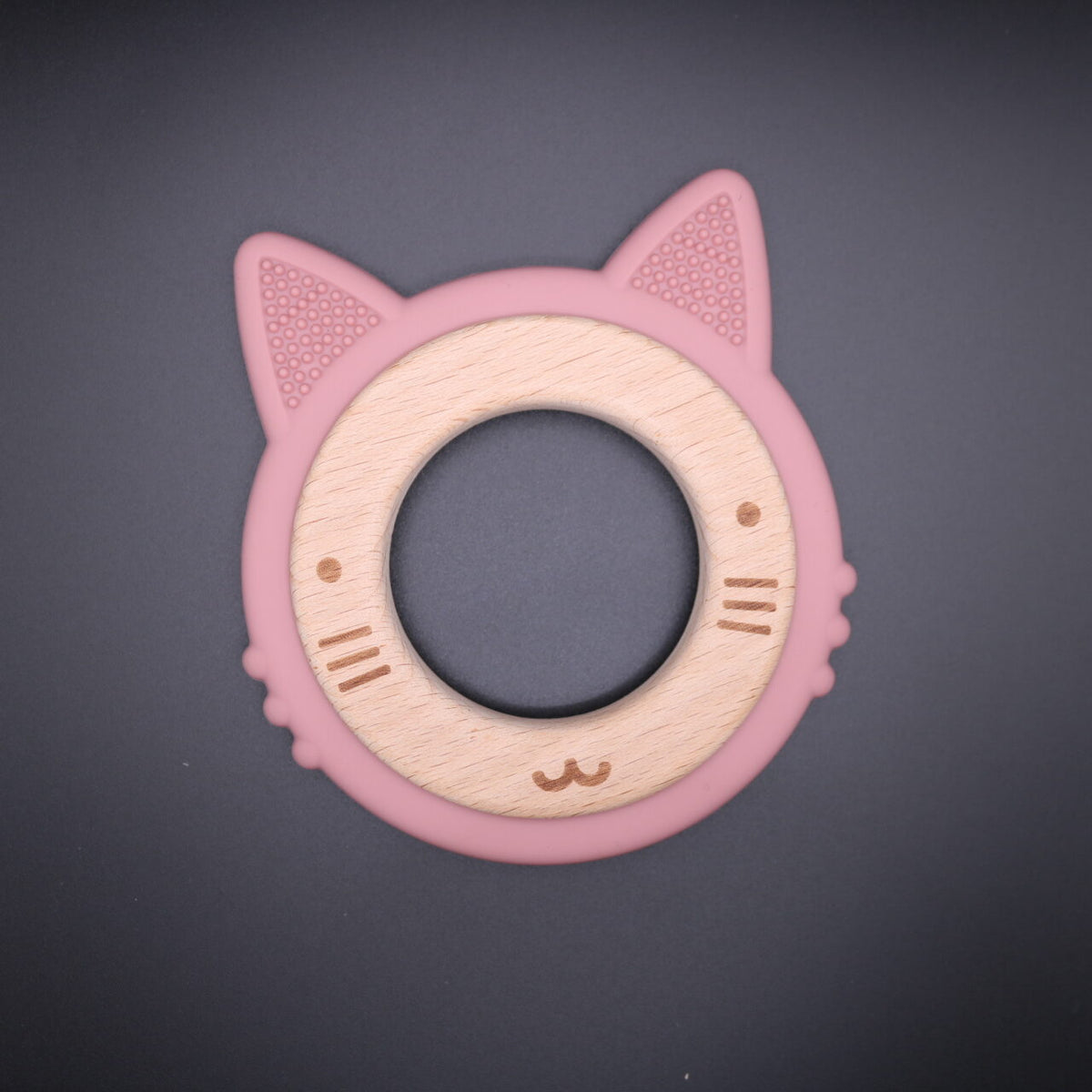 Anneau dentition silicone et bois CHAT