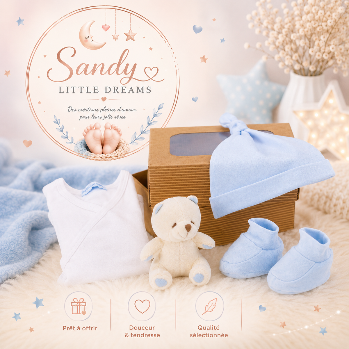 Coffret Doudou BIO bleu
