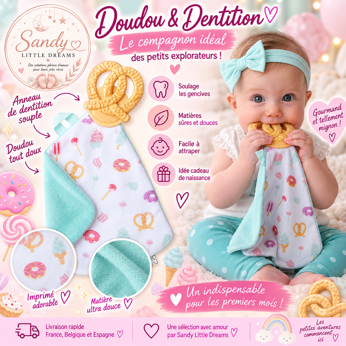 🥨 Doudou & Anneau de Dentition Bretzel