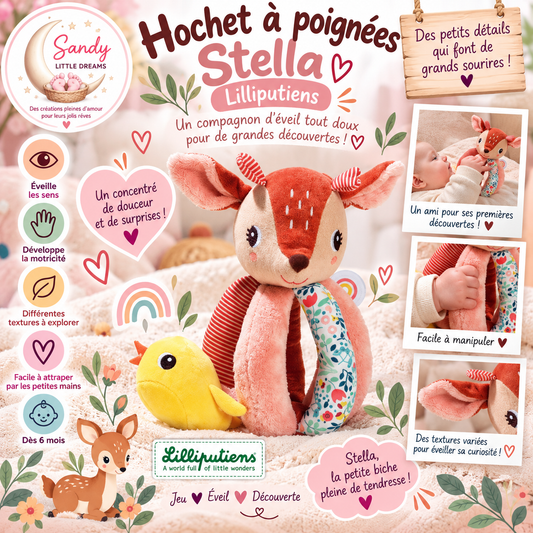 🦌 Hochet à poignées Stella