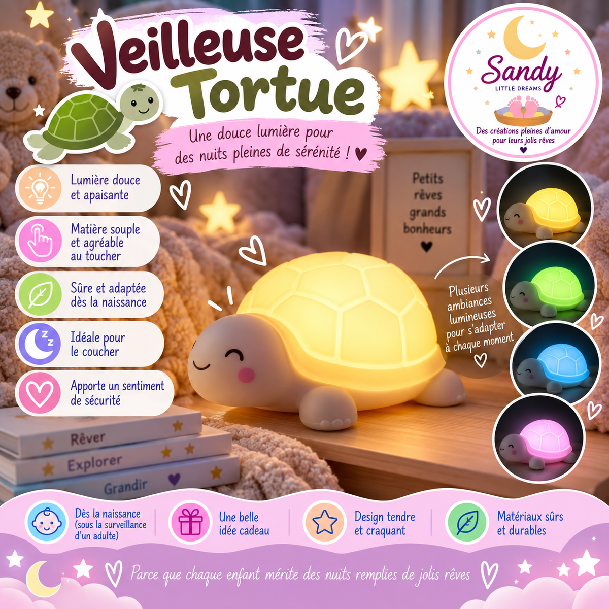 🐢 Veilleuse Tortue 🌙