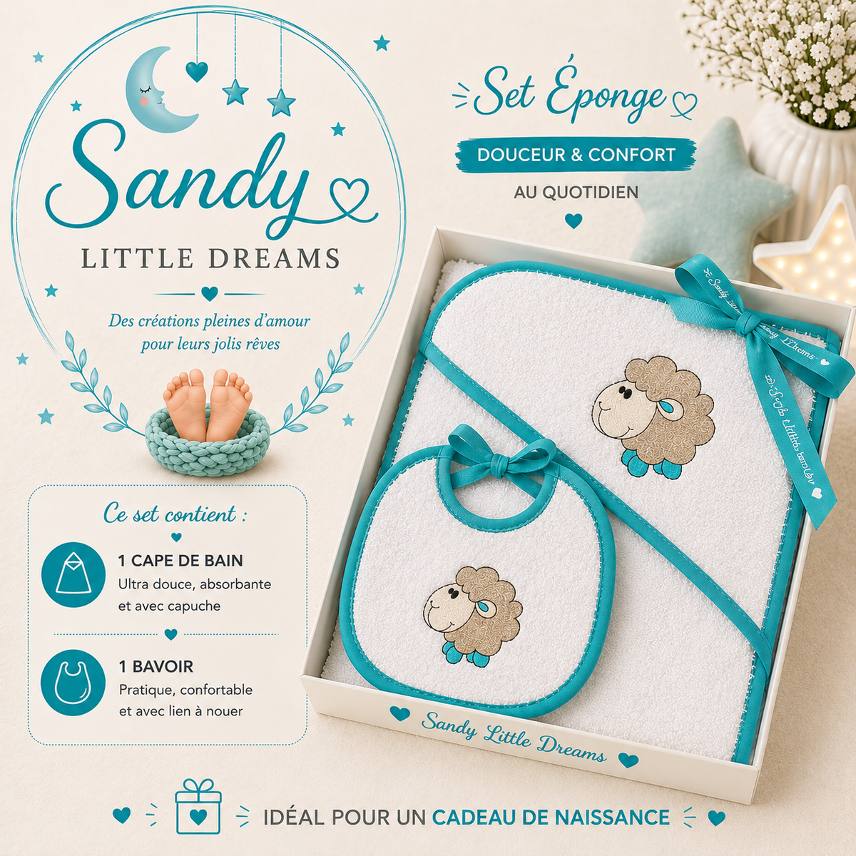Set eponge ptimouton Turquoise